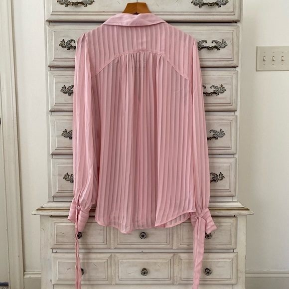 Free People Pink Pleated Button-Up Blouse - Picture 2 of 4